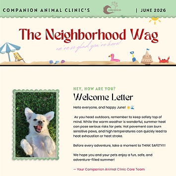 June 2026 Companion Animcal Clinic Newsletter Cover